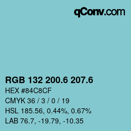 カラーコード: RGB 132 200.6 207.6 | qconv.com