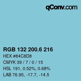 カラーコード: RGB 132 200.6 216 | qconv.com