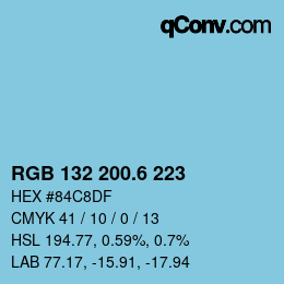 カラーコード: RGB 132 200.6 223 | qconv.com