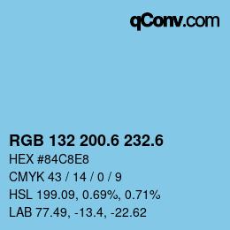 カラーコード: RGB 132 200.6 232.6 | qconv.com
