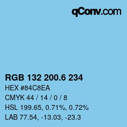 カラーコード: RGB 132 200.6 234 | qconv.com