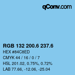 カラーコード: RGB 132 200.6 237.6 | qconv.com