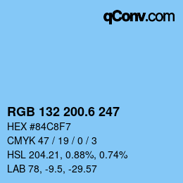 カラーコード: RGB 132 200.6 247 | qconv.com