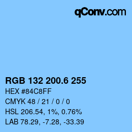 カラーコード: RGB 132 200.6 255 | qconv.com