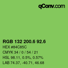 カラーコード: RGB 132 200.6 92.6 | qconv.com