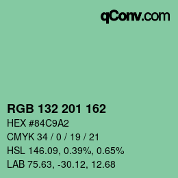 Color code: RGB 132 201 162 | qconv.com