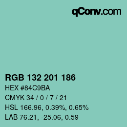 Color code: RGB 132 201 186 | qconv.com