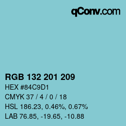 Color code: RGB 132 201 209 | qconv.com