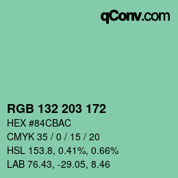 Color code: RGB 132 203 172 | qconv.com