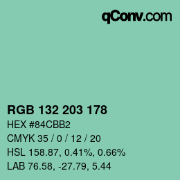 Color code: RGB 132 203 178 | qconv.com