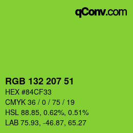 Color code: RGB 132 207 51 | qconv.com