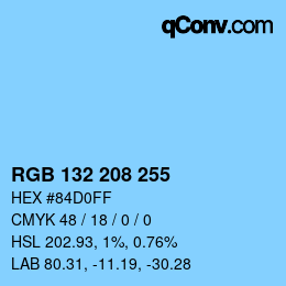 カラーコード: RGB 132 208 255 | qconv.com