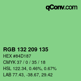 カラーコード: RGB 132 209 135 | qconv.com