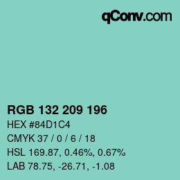 Color code: RGB 132 209 196 | qconv.com
