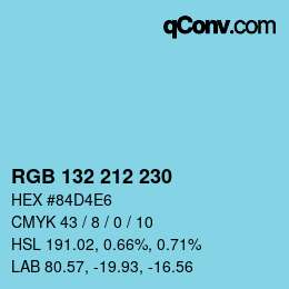 Color code: RGB 132 212 230 | qconv.com