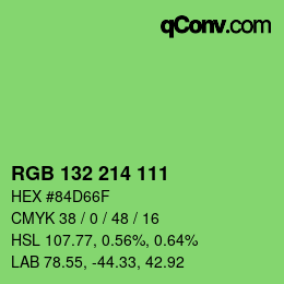 カラーコード: RGB 132 214 111 | qconv.com