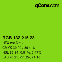 Color code: RGB 132 215 23 | qconv.com