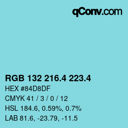 カラーコード: RGB 132 216.4 223.4 | qconv.com
