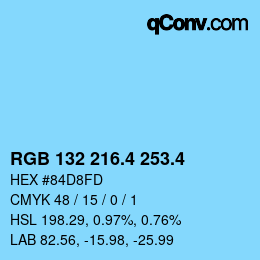 カラーコード: RGB 132 216.4 253.4 | qconv.com
