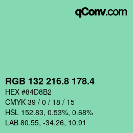 カラーコード: RGB 132 216.8 178.4 | qconv.com