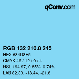 カラーコード: RGB 132 216.8 245 | qconv.com