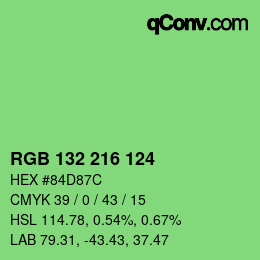 カラーコード: RGB 132 216 124 | qconv.com