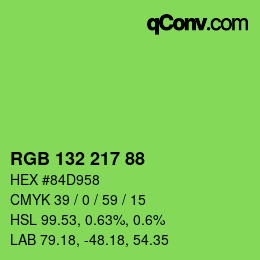 カラーコード: RGB 132 217 88 | qconv.com