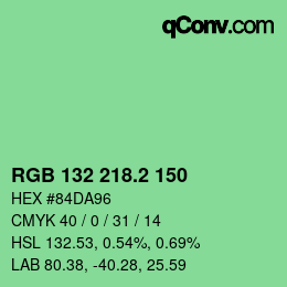 カラーコード: RGB 132 218.2 150 | qconv.com