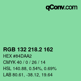 カラーコード: RGB 132 218.2 162 | qconv.com