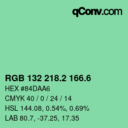 カラーコード: RGB 132 218.2 166.6 | qconv.com