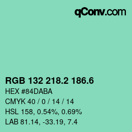 カラーコード: RGB 132 218.2 186.6 | qconv.com