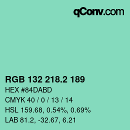 カラーコード: RGB 132 218.2 189 | qconv.com