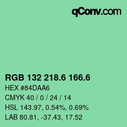 カラーコード: RGB 132 218.6 166.6 | qconv.com