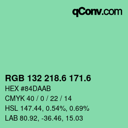 カラーコード: RGB 132 218.6 171.6 | qconv.com