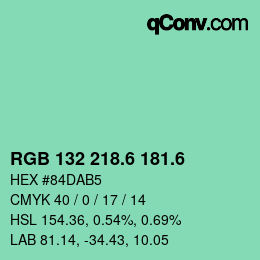カラーコード: RGB 132 218.6 181.6 | qconv.com