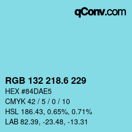 カラーコード: RGB 132 218.6 229 | qconv.com