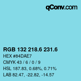 カラーコード: RGB 132 218.6 231.6 | qconv.com