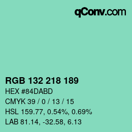 カラーコード: RGB 132 218 189 | qconv.com