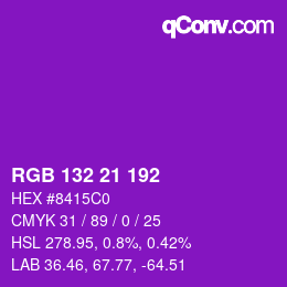 Color code: RGB 132 21 192 | qconv.com