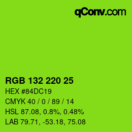 颜色代码: RGB 132 220 25 | qconv.com