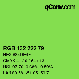 颜色代码: RGB 132 222 79 | qconv.com