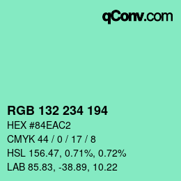 カラーコード: RGB 132 234 194 | qconv.com