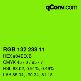 カラーコード: RGB 132 238 11 | qconv.com