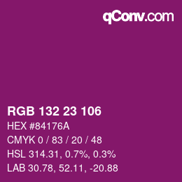 Color code: RGB 132 23 106 | qconv.com