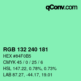 Código de color: RGB 132 240 181 | qconv.com