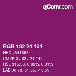 カラーコード: RGB 132 24 104 | qconv.com