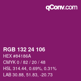 Color code: RGB 132 24 106 | qconv.com