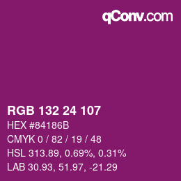 カラーコード: RGB 132 24 107 | qconv.com