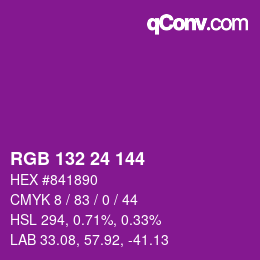 颜色代码: RGB 132 24 144 | qconv.com