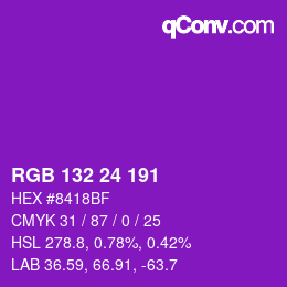 カラーコード: RGB 132 24 191 | qconv.com